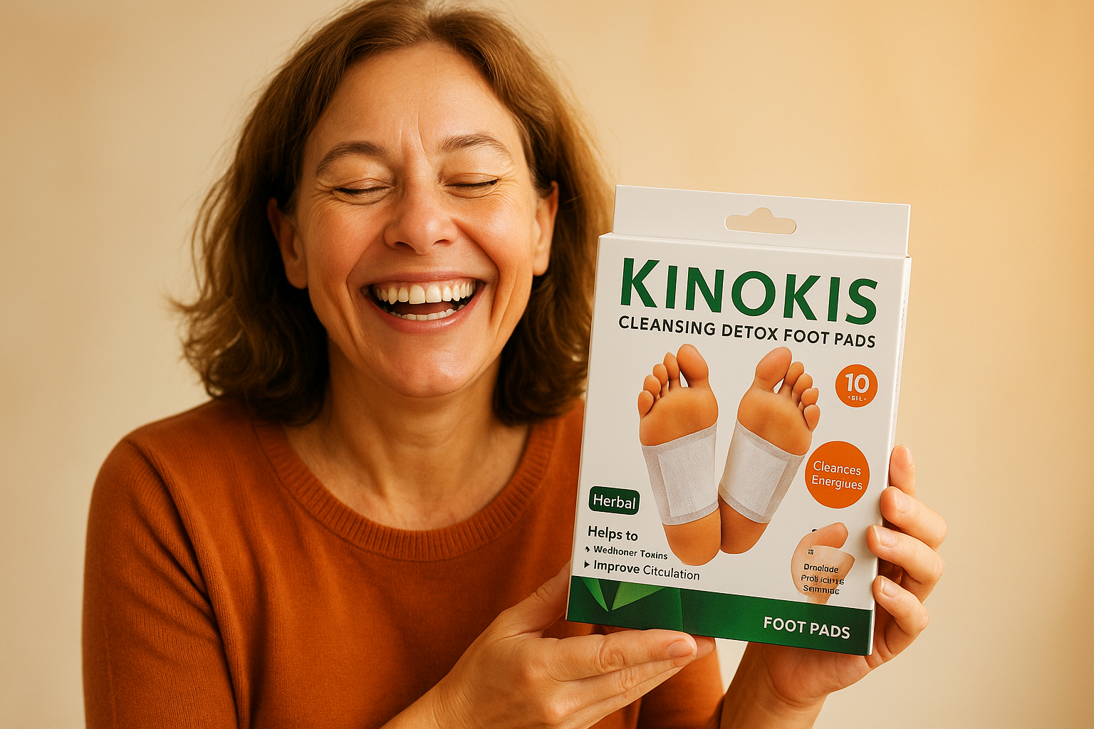 imagen con un cliente feliz con su producto kinokis